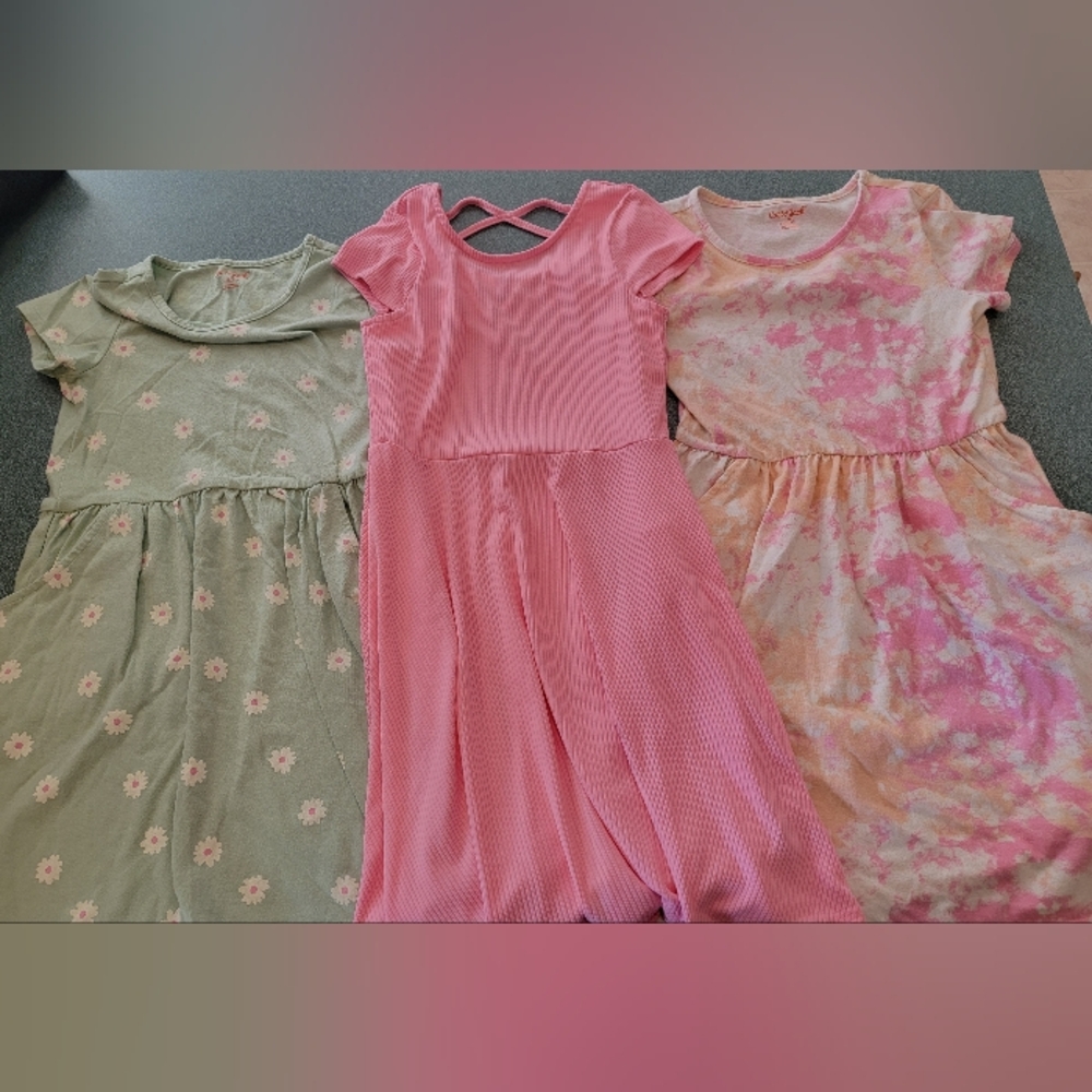 Girls Dress Bundle Size 10/12 Cat & Jack Epic Threads Pink Floral 3 Piece Lot